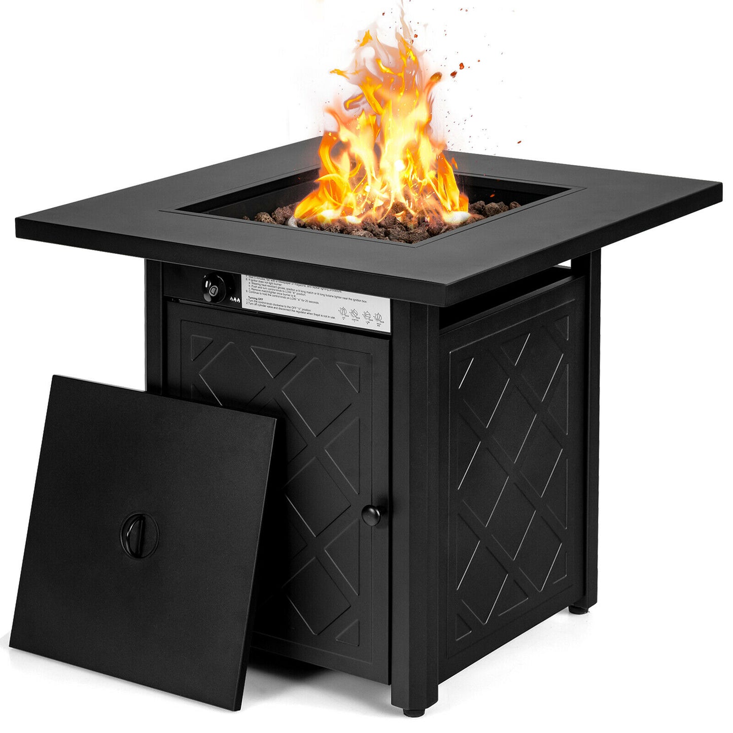 28" Propane Fire Pit Table 50,000 BTU Patio Square Gas Fireplace W/ Lava Rock NP10211US-BK